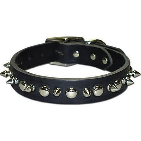 UPC: 0024764005156 | Leather Brothers 100LKS-BK24 1 x 24 in. Latigo Leather 1 Ply Spiked Dog Collar Black