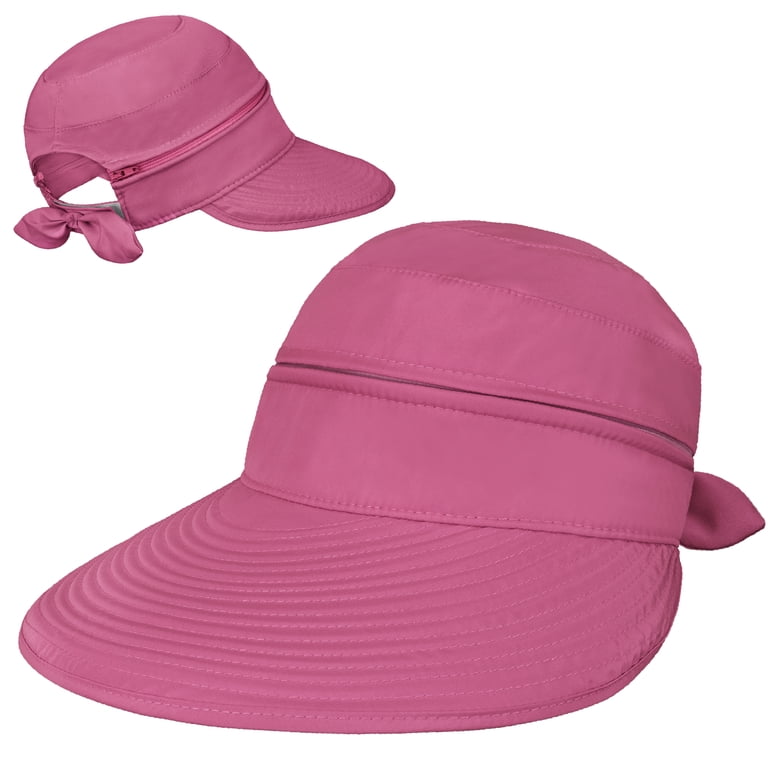 UPF 50+ Wide Brim Sun Hat with Ponytail Hole Zip-Off Visor Foldable Travel FURTALK Womens Sun Hat with Ponytail Hole Beach Hiking  main image 2