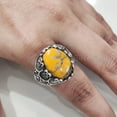 thumbnail image 4 of Bumblebee Jasper Mans Ring, Natural Bumblebee Jasper, Silver Jewelry, 925 Silver Ring, Birthday Gift, Heavy Mens Ring, Arabic Design, Ottoman Style Ring, Christmas, Turkey Mens Signet Ring, 4 of 7