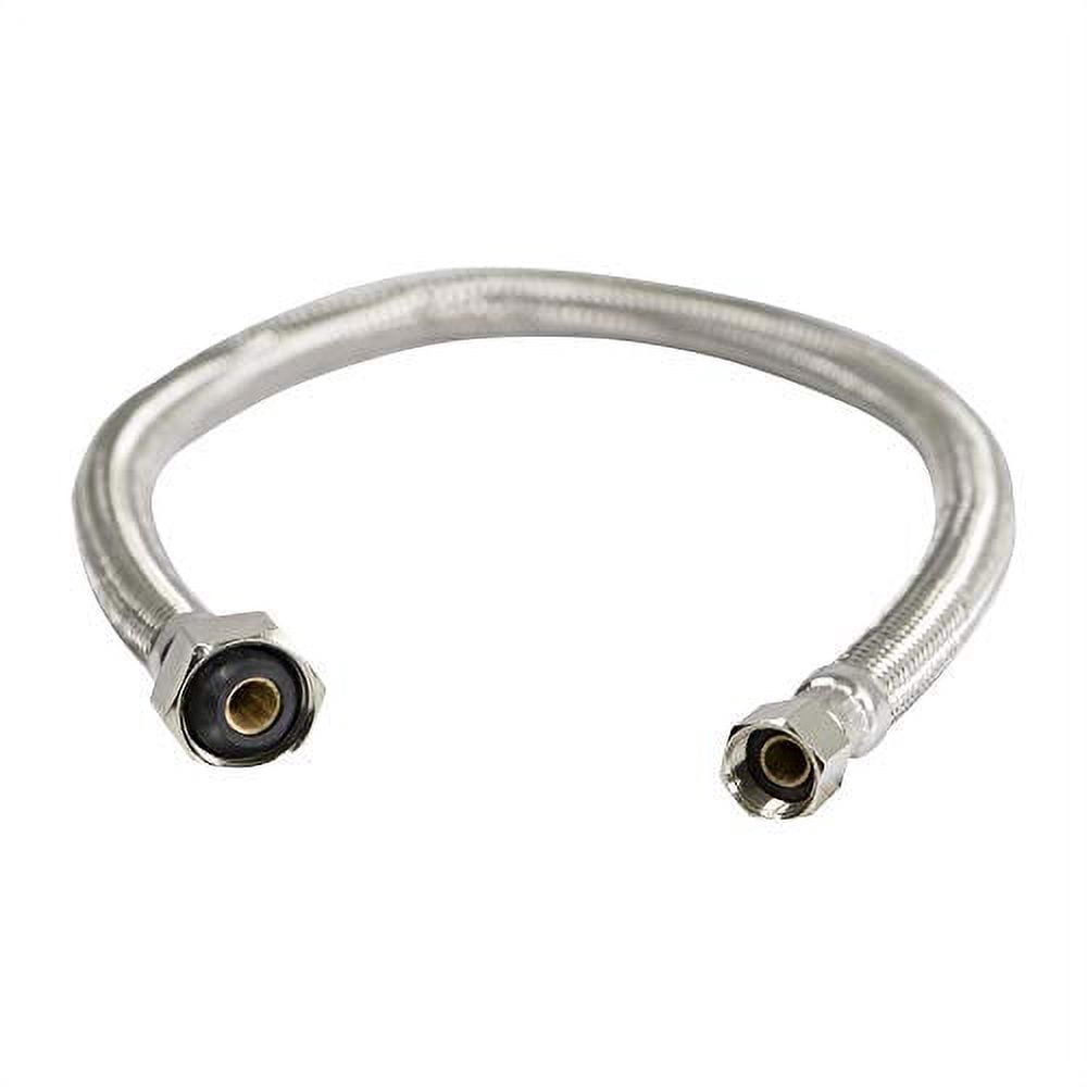 Highcraft 27124-NL Lead Free Stainless Steel Braided Faucet Supply Line with 1/2" IPS and 3/8" Compression Fitting, 24"