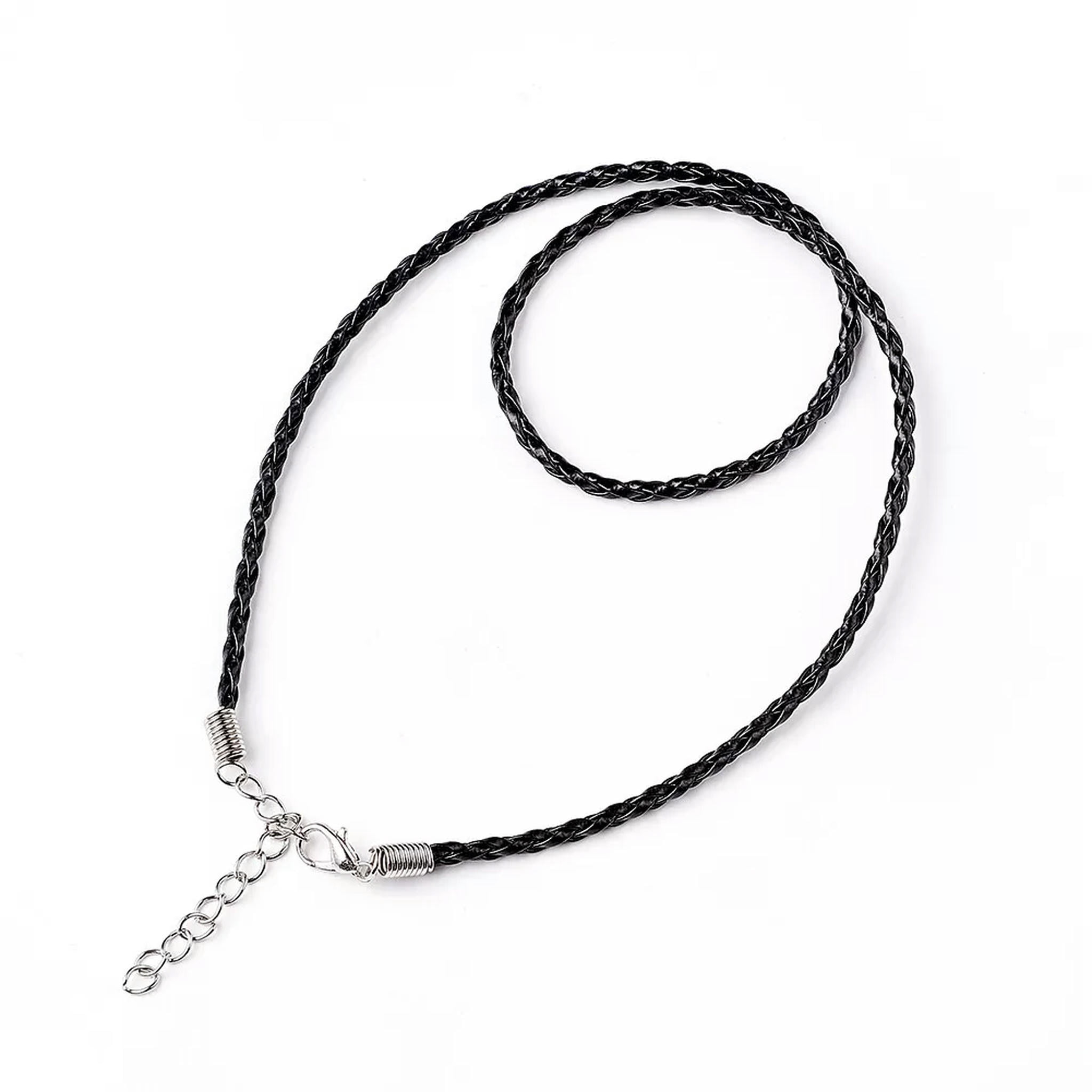 EOEMY 100Pcs Leather Necklace Cord Chain With Clasps Diy Bracelect Jewelry Black 17"