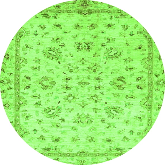 Ahgly Company Indoor Round Oriental Green Traditional Area Rugs, 4' Round