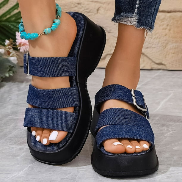 WILLBEST Sandalias Flexibles Para Mujer, Chanclas Con Soporte De Arco Para Caminar Cómodamente, Sandalias De Cuña De Verano Con Función De Masaje Y Plataforma.