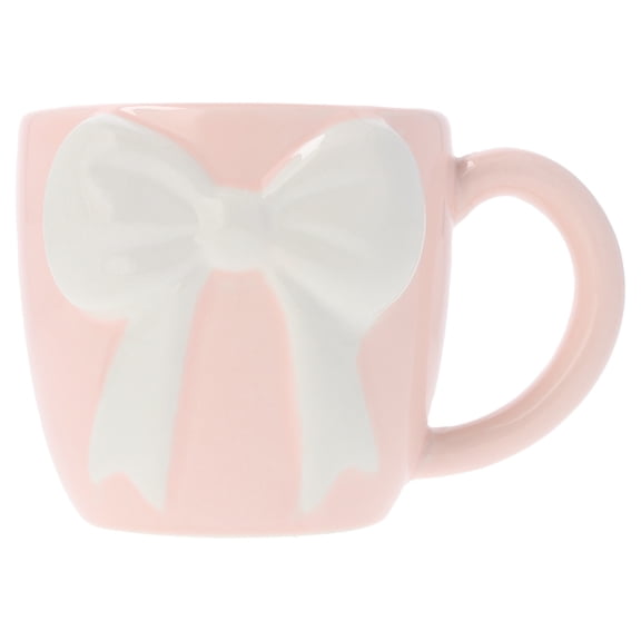 Bow Mug, White and Pink, 4" Tall, Mother's Day by Way To Celebrate