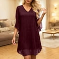 thumbnail image 2 of QHFBli Robe Mini Pailletée pour Femmes Col Montant Manches Cape Cocktail Scintillante Élégante Robes Invité de Mariage Soirée, 2 of 5