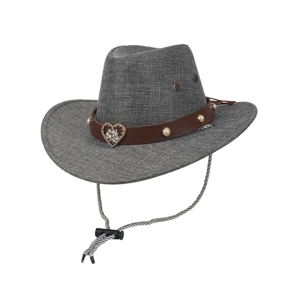 Kids Outdoor Cowboy Hat for Children Classic Western Style Sun Hat with Woven Cord and Wind Design