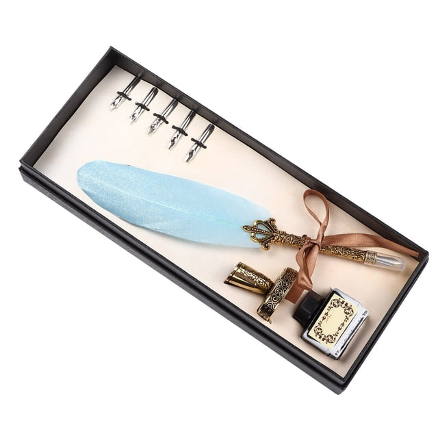 Spptty Feather Pen, Calligraphy Pen 1-5mm Flat Nib With Empty Ink Bottle Pen Holder For Creation For Calligraphy Practice