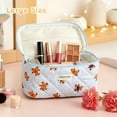thumbnail image 6 of Qoosea Makeup Bag, Quilted Makeup Bag Set, Cosmetic Bag Gifts for Women Girls, Cute Cotton Bow Pattern Travel Toiletry Organizer Bag 3 Set, 6 of 9