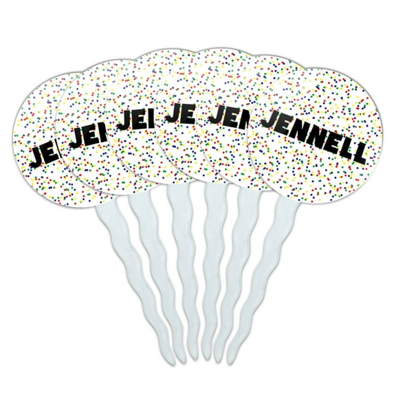 Jennell Cupcake Picks Toppers - Set of 6 - Mutlicolored Speckles