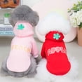 thumbnail image 2 of 2 piezas de sudaderas con capucha de invierno para perros, ropa cálida para perros pequeños, abrigo para cachorros y gatos (rosa + rojo), 2 of 7