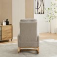 thumbnail image 5 of Rocking Chair for Nursery, High Back Glider Chair with Retractable Footrest, Side Pocket, Rubber Wood Rocking Accent Armchair for Living Room, Bedroom, Light Gray, 5 of 9