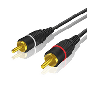 2RCA Stereo Audio Cable (6 Feet) - Dual RCA Plug M/M 2 Channel (Right and Left) Gold Plated Dual Shielded RCA to RCA Male Connectors Black