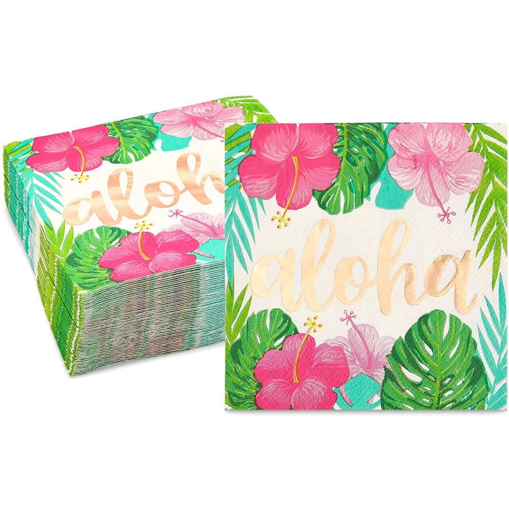 50 ct Tropical Aloha Paper Cocktail Napkins for Hawaiian Luau Birthday