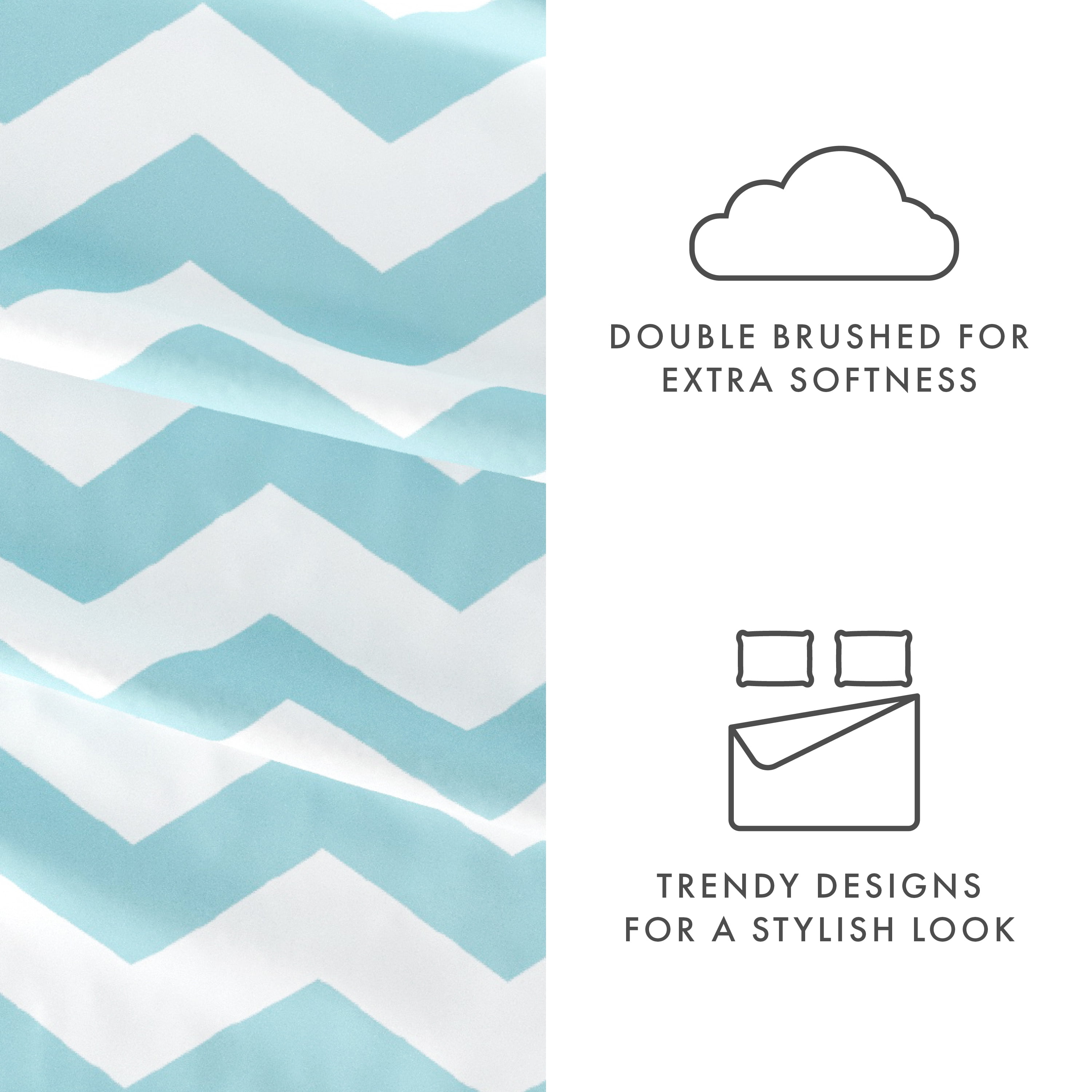 Noble Linens 4 Piece Pattern Microfiber Bed Sheets Set, Turquoise Arrow, King