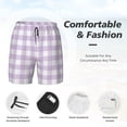 thumbnail image 5 of Balery Purple Checkboard Mens Swim Trunks Swim Shorts for Men Quick Dry Inseam Beach Shorts with Compression Liner Pocket-Small, 5 of 9
