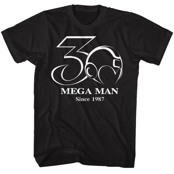 Mega Man 30th Bw Black Adult T-Shirt