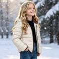 thumbnail image 6 of Spazoro Girls Hooded Puffer Jacket with Pockets, Warm Solid Color Zip Up Long Sleeve Lightweight Winter Outerwear Coat White Size 7-8, 6 of 8
