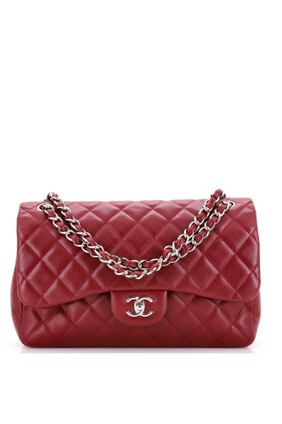 Pre-Owned Classic Double Flap Bag Quilted Caviar Jumbo By Rebag