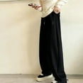 thumbnail image 7 of CPNG Boys Daily Fleece Lined Sweatpants Teen Boys Loose Wide Leg Sweat Pants Elastic High Waist Baggy Casual Joggers(Black,12-13 Years), 7 of 7