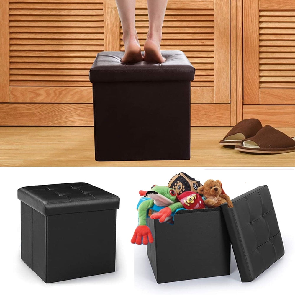 2 Pack 14.9"x14.9"x14.3" Folding Storage Ottoman Cube Storage Box