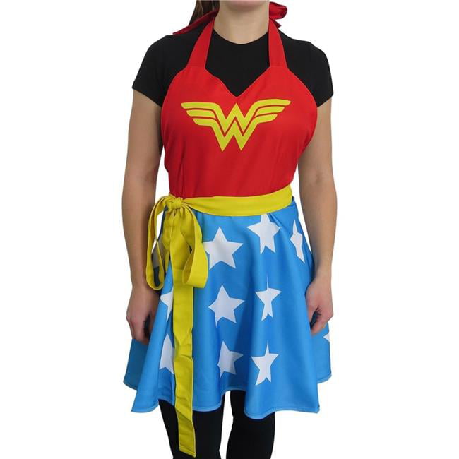 Kids Superhero Wonder Woman Apron Kitchen Chef Baker Dress Up Costume Comic Fun 
