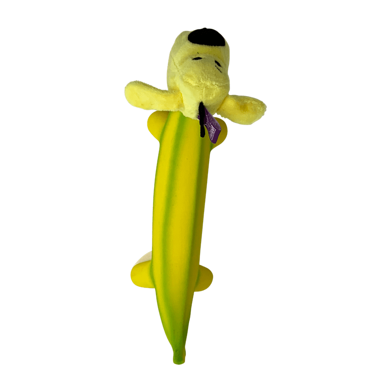 Multipet Smiling Dog Loofa Pals Latex Plush Dog Toy, Banana Shaped