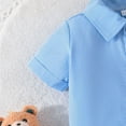 thumbnail image 5 of GYRATEDREAM Toddler Baby Boy Short Sleeve Button Down T-Shirt Tops & Casual Shorts Set Summer Outfits, 9-12 Months, 5 of 6