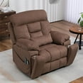 thumbnail image 5 of REHOUSING Adult Velvet Lay Flat Lift and Massage Heat Recliners with 2 Cup Holders, Brown, 5 of 9