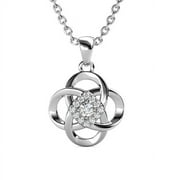 Cate & Chloe Nyssa 18k White Gold Pendant Necklace with Crystals, Clover/Flower Necklace for Women, Girls, Teens, Anniversary Birthday Gift Jewelry