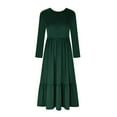 thumbnail image 3 of Liquidation! Hontri Robes pour Femmes 2024 Robe Décontractée à Manches Longues Plissée Col Rond Couleur Unie Verte,m, 3 of 4