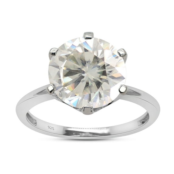 Solitaire Style, 3 Carat 9.5MM Round Cut Lab Created Moissanite Diamond Engagement Ring For Women In 14K White Gold Over Sterling Silver(G-H Color, VVS1 Clarity, 3 Cttw)-8.5