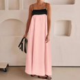 thumbnail image 5 of Mzoazpie Womens Maxi Dress Contrast Knit Dress Women Trim Spaghetti Straps Summer Wrap Dresses Summer Outfits Travel Vacation Sleeveless Dressed for Womens Long Dresses, 5 of 9