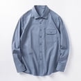 thumbnail image 2 of Men's Long Sleeve Sweatshirt Casual Solid Color Lapel Button Pocket Fashion Shirt Top Outdoor Winter Clothing Basic Fall Clothes, 2 of 5