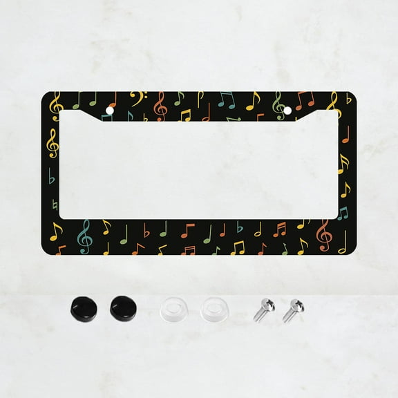 Music Notes License Plate Prame Aluminum Rust-Proof Auto Parts License Plate Decorative Screws Fit Standard 2 Holes 1 U.S. License Plate, 12.2x 6.3 Inch