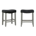 thumbnail image 4 of 24" Upholstered Saddle Seat Counter Stool (Set of 2) in Black Leather, 4 of 9