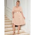thumbnail image 6 of Champagne Plus Size V-Neck Sequin Lace Chiffon Butterfly Sleeve Ruffle Hem Evening Dress For Formal Occasions, 6 of 8