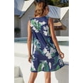 thumbnail image 5 of Maskion Summer Dresses for Women Beach Floral Tshirt Sundress Casual Pockets Boho Tank Dress,Leaf Navy, 5 of 6