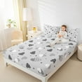 thumbnail image 4 of Feelyou Chic Love Heart Queen Sheet Sets for Kid, Abstract Grey Flat Sheet, Modern Fashion Cartoon Queen Fitted Sheet, Breathable Home Decor, 4pcs, 4 of 7