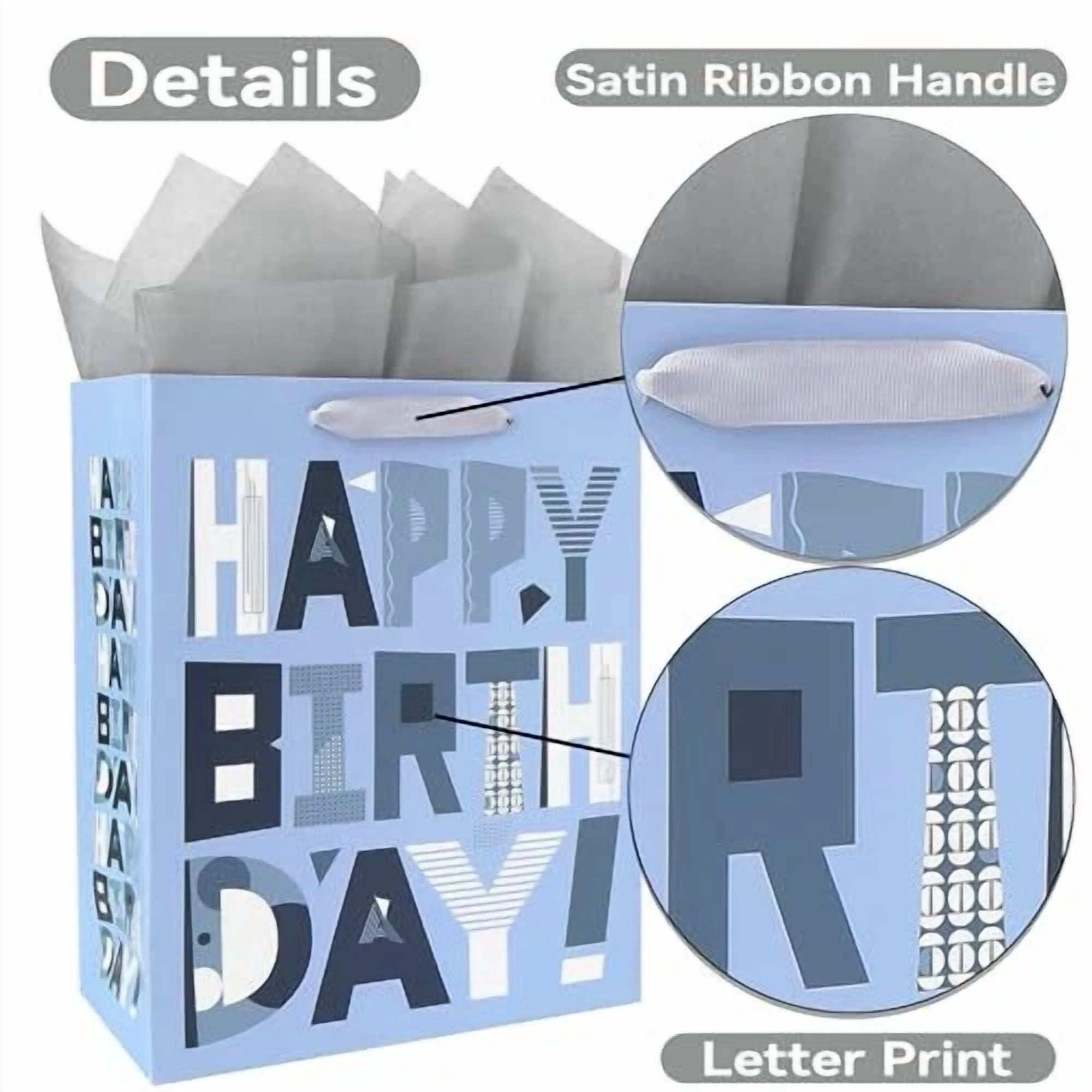 BUTTERFLY- 13" Large Gift Bags Set With Greeting Card And Tissue Papers (Grey Silvery