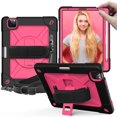 thumbnail image 2 of Dteck for Apple iPad Air 4th Generation 10.9-inch (2020 Released),Shockproof Three-Layer Multi-functional Case Heavy Duty Protector Rubber Hard Back Kickstand Hand/Shoulder Strap Cover,Black+Rose, 2 of 7