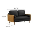 thumbnail image 3 of Loveseat Sofa, Black, Faux Leather, Living Room Lounge Cafe Lobby Hospitality Restaurant, Modern Contemporary, HB37268, 3 of 9
