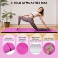 thumbnail image 4 of Signature Fitness 4ft x 10ft x 2in Folding Gymnastics Mat, Extra Large 4-Panel Exercise Mat for Tumbling, Stretching, Yoga, Cheerleading, Home Gym, PVC Leather + EPE Foam, Multiple Colors, 4 of 5