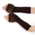 thumbnail image 4 of Tittly Winter Gloves Gloves for Women Women's Long Furry Gloves Knitted Warm Fingerless Arm Sleeves Knit Gloves Warm Gloves Coffee One Size, 4 of 5