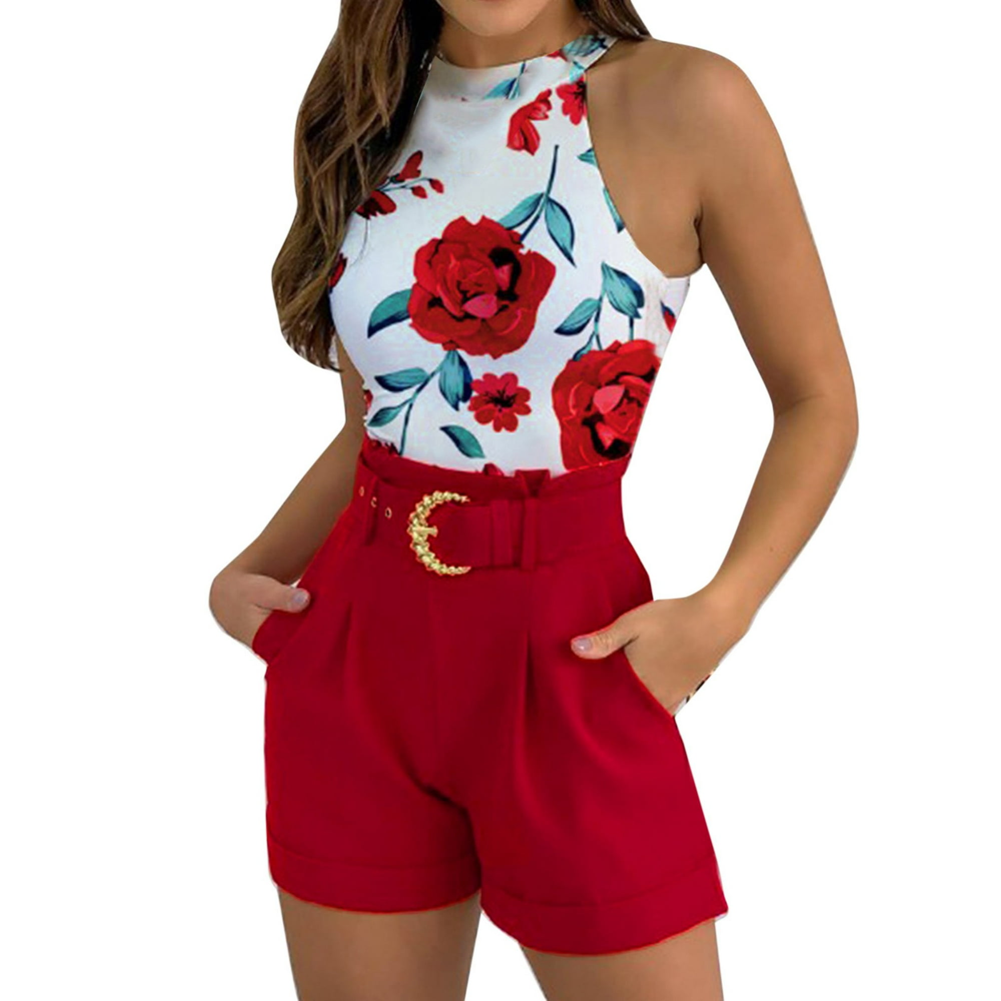 Fgnfyis Casual Fashion Set Women's Shorts Set Sleeveless Vest Top