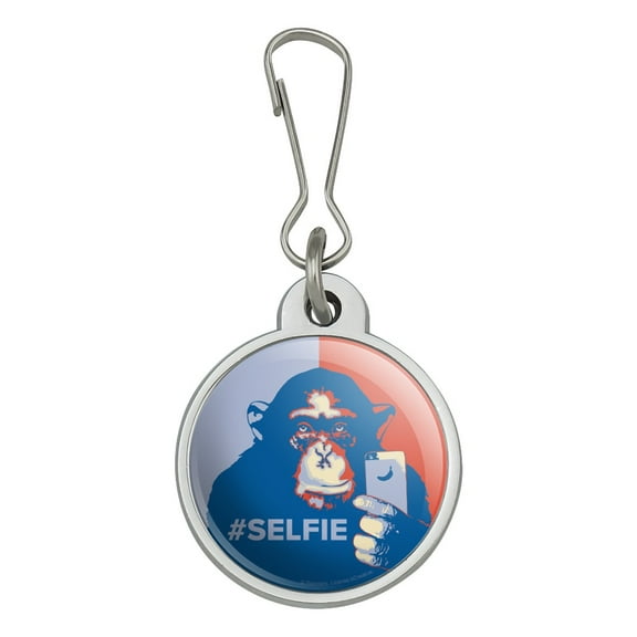 Monkey Chimp Hashtag Selfie #Selfie Jacket Handbag Purse Luggage Backpack Zipper Pull Charm