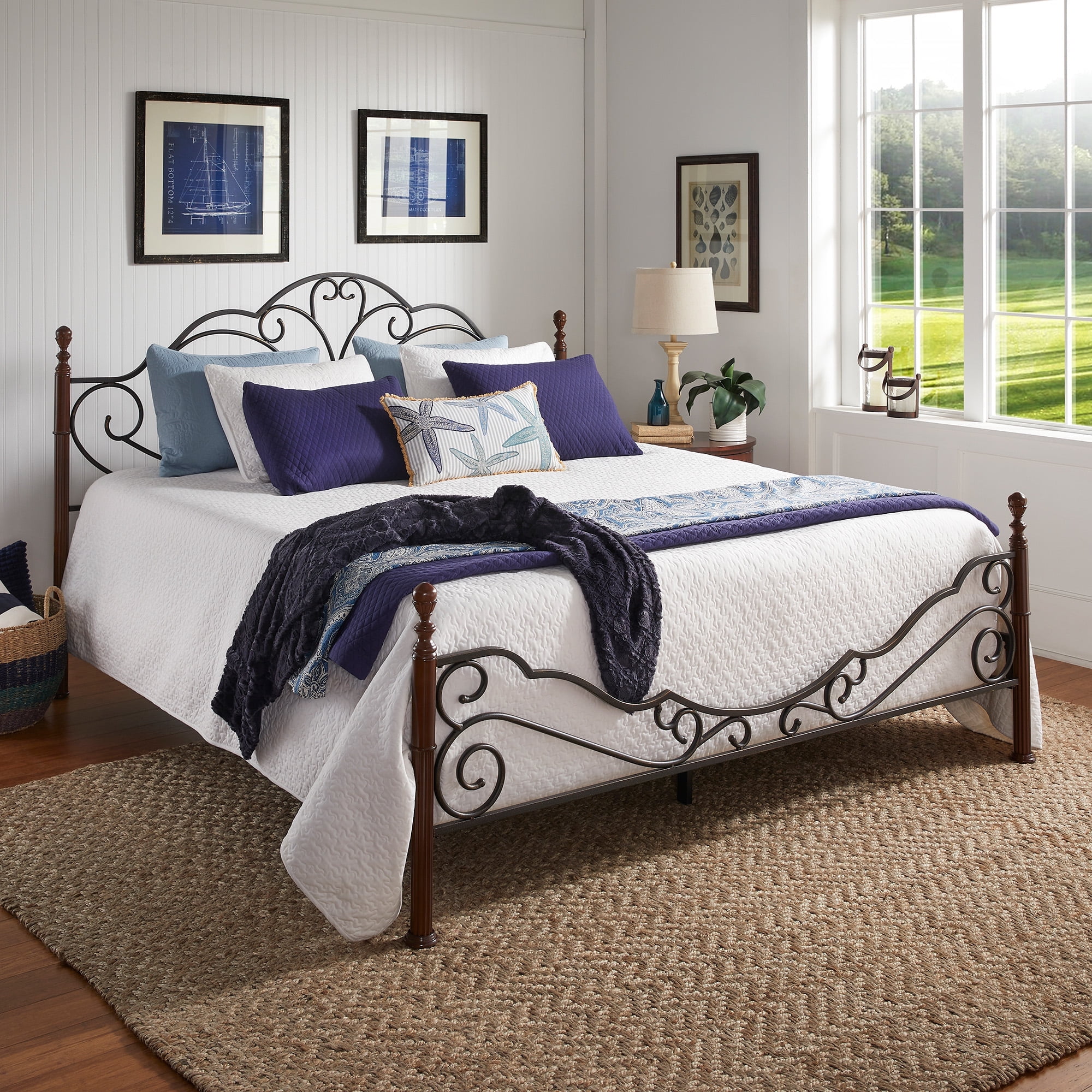 Weston Home Adison Graceful Scroll Bronze Iron Bed King
