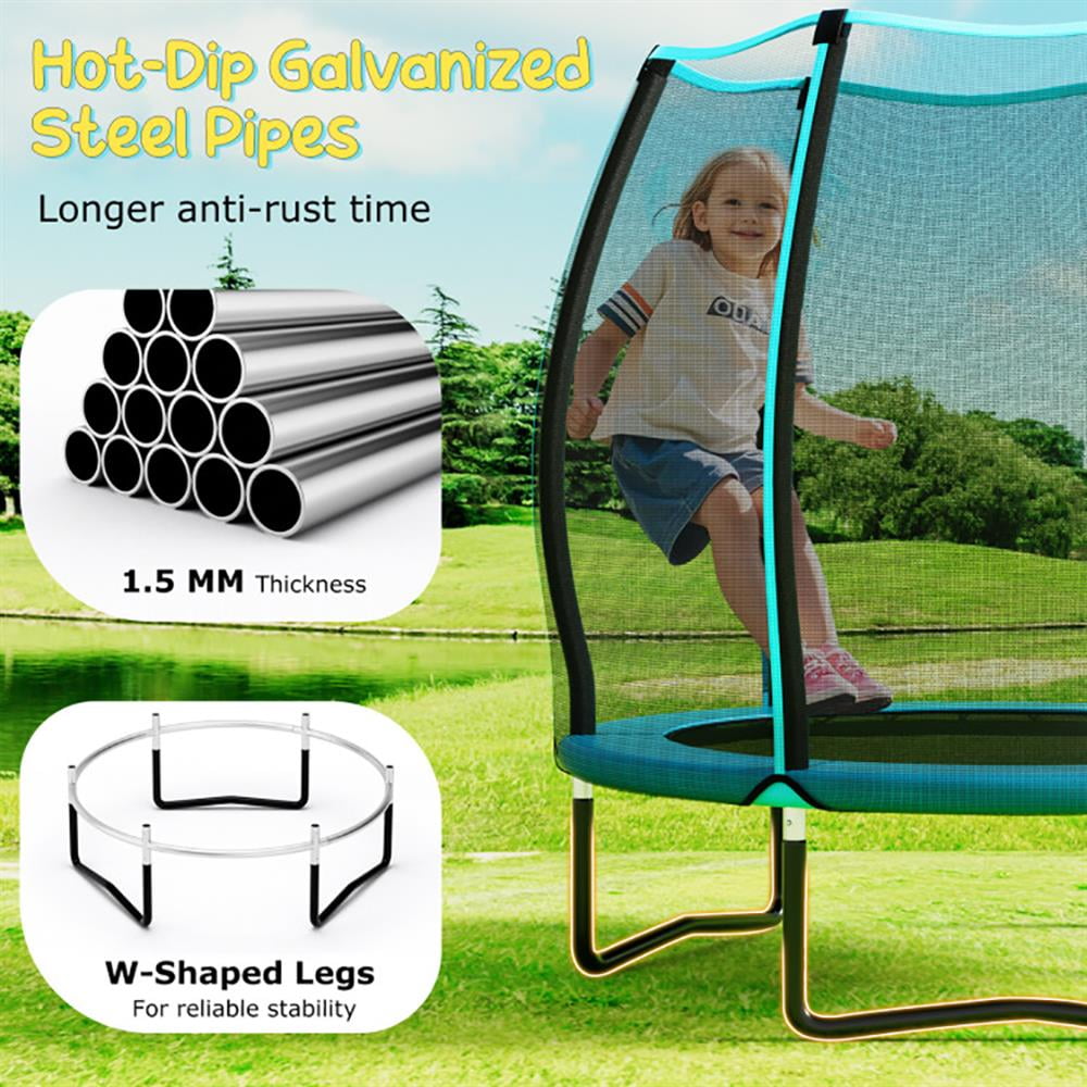 Topcobe 55 Inch Trampoline for Kids Toddler Mini Trampoline with Safety Enclosure Net, Kid's Toys for Indoor Outdoor, Ideal Gift for Toddlers-Blue
