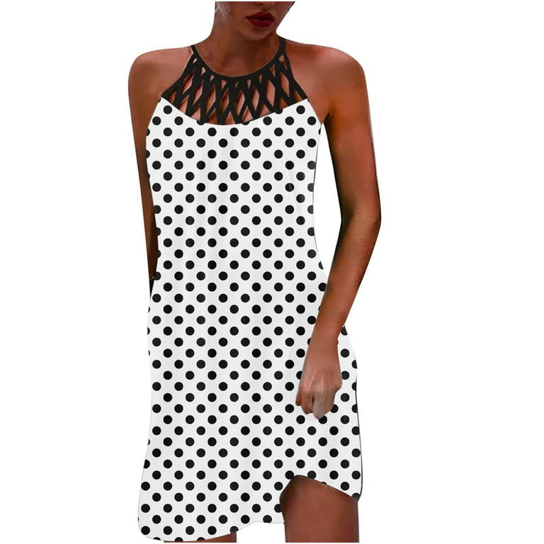 Women's new polka dot strap print short dress Women's new polka dot strap print short dress