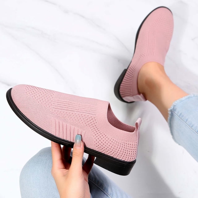LSLJS Chaussures à Enfiler pour Femmes Confort Mode Confortables pour la Marche Espadrilles en Maille Respirantes, Chaussures Plates