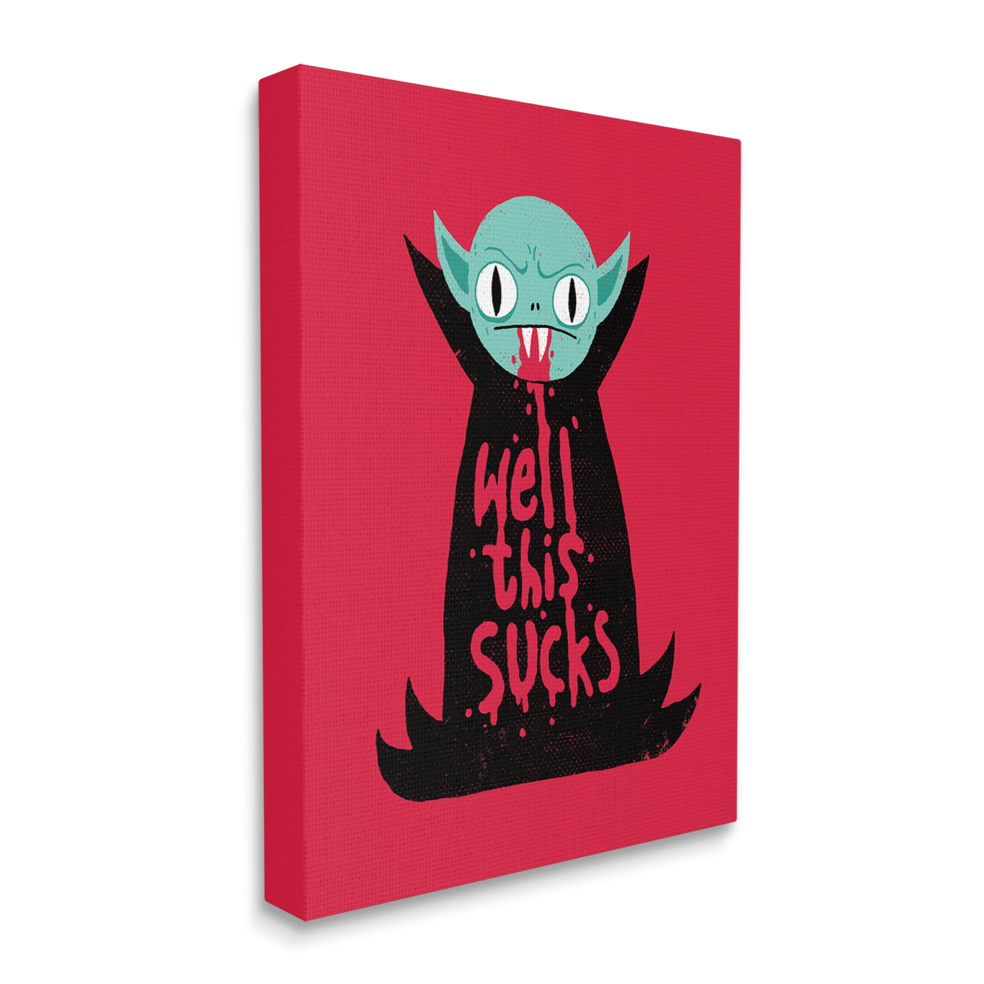Stupell Industries Well This Sucks Vampire Drinking Blood Witty Phrase Canvas Wall Art, 16 x 20, Design by Michael Buxton